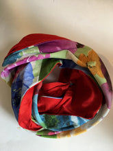 Load image into Gallery viewer, Red handwoven silk and cotton wired headband that is twisted around the head.